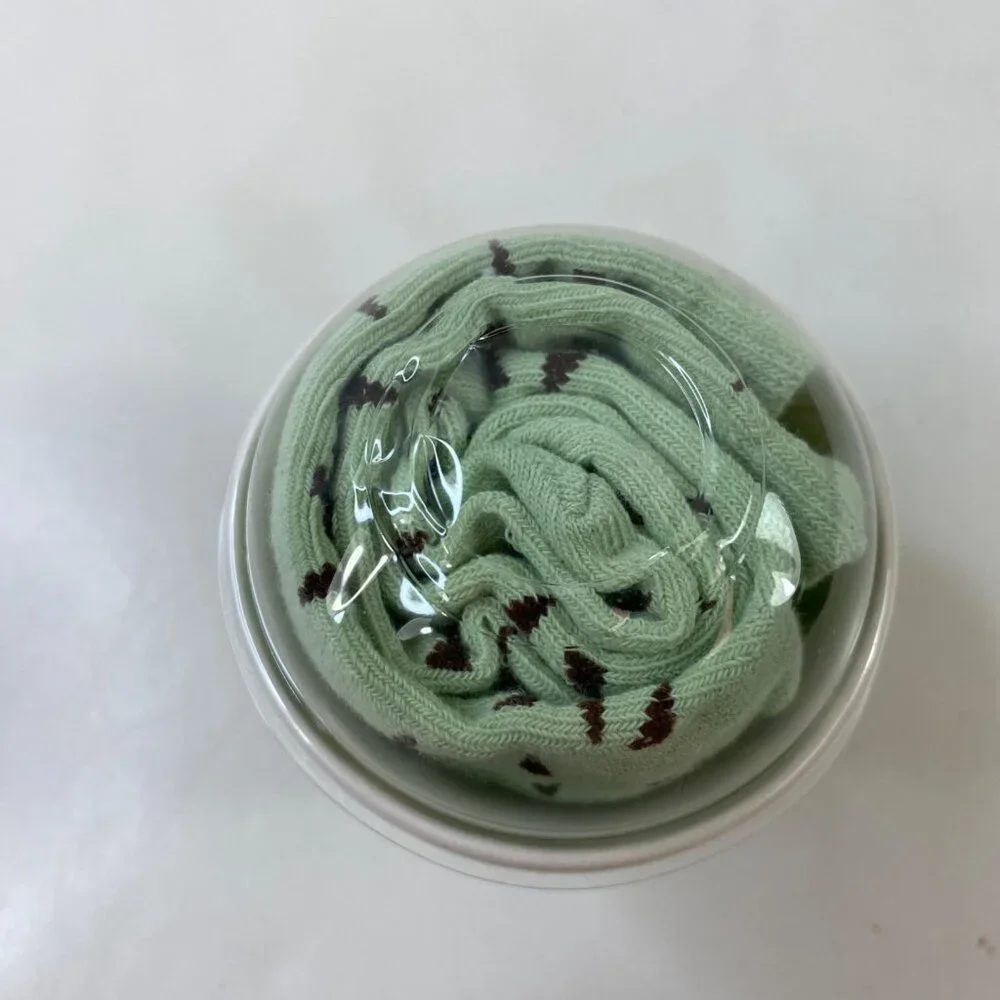 Ice Cream-Themed Green Mint Choc Chip Design Fun Novelty Gift Socks In Cup